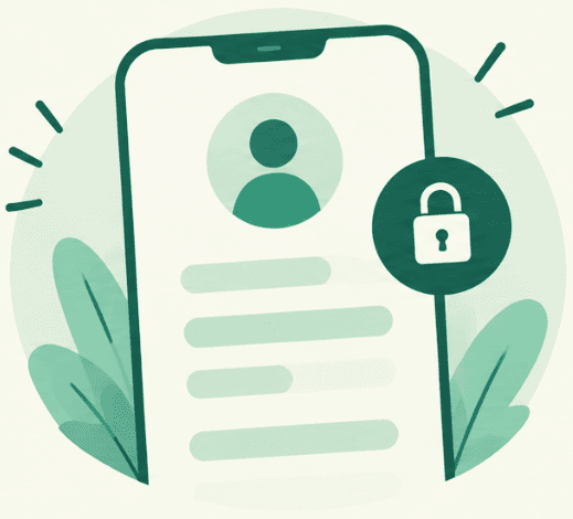 A phone showing a private profile protected by a lock icon